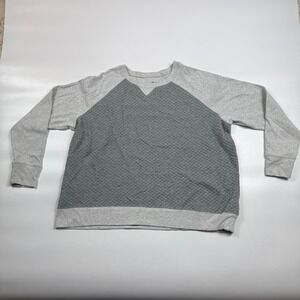 Eddie Bauer Sweatshirt Mens 2XL Gray Quilted Raglan Sleeve Crew Neck Pullover